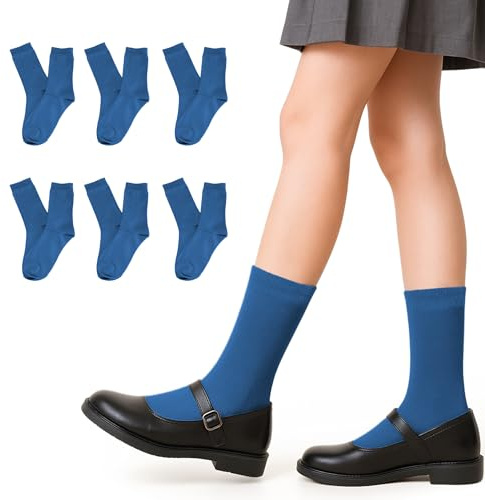 Calcetines Bajos Lisos Clásicos Unisex para Niño, Niña, Adultos. 80% Algodón, Transpirables. Pack 6 Pares Calcetines para Uniforme de Colegio, Instituto, Trabajo, Trajes Formales de Hombre,Mujer