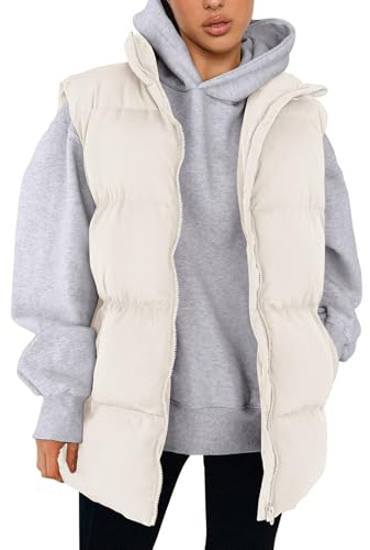 Quilted Gilet Ladies Gilets Size 22 Cream For Women Uk Padded Warm Jackets Insulated Jacket Vest Womens Cropped Sleeveless Lightweight With Pockets Short Coats Body Warmer Ladiesgilets Woman Beige M