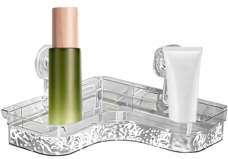 Estante de esquina transparente para ducha, estante de pared multifunción, bandeja de baño moderna para almacenamiento de bañera y cocina y diseño elegante