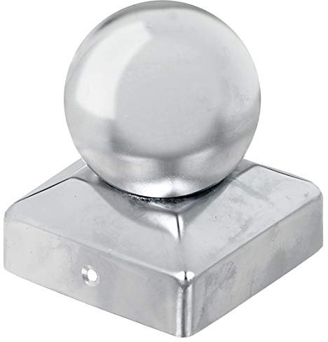 Alberts 327088 Capuchon pour poteau en bois | avec tête sphérique | acier inoxydable | 70 x 70 mm