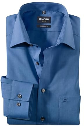 OLYMP Hemd slim line, bügelfrei blau New Kentkragen in langarm (64cm), Nachtblau, 44