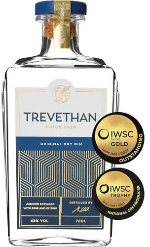 Trevethan Handcrafted Cornish Gin with 10 Balanced Botanicals - Speciality Small Batch London Dry Gin - 43% ABV - 70cl