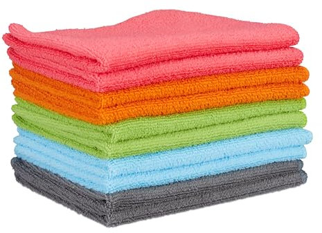Relaxdays Set 10 Bayetas Microfibra Multiusos, Poliéster, Multicolor, 40 x 30 cm