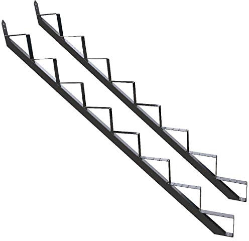 Treppenrahmen 2-10 Stufen-Wahl Stahl-Treppe RAL 7016 Anthrazit Treppenholm/Wählen Sie die Stufen-Anzahl (2 stufig) (8 stufig)
