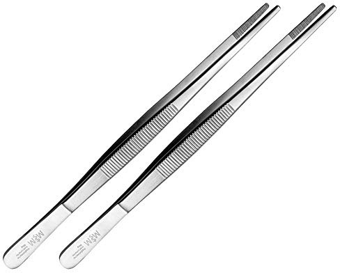 Maj – set – 2 x universalpincett 20 cm – hushållspynt – rak – rund spets – innesluten – rostfritt stål