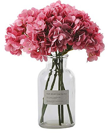 cn-Knight Artificial Hydrangea Flowers 6pcs 14 Inch Hortensia Bouquets for Wedding DIY Home Decor Centerpieces(Burgundy)