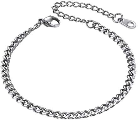 PROSTEEL Damen Armkette Edelstahl Panzerkette Armband 3,5mm breit 16+5cm verstellbare kubanische Gliederarmband dünne Bracelet Modeschmuck Accessoire für Frauen Mädchen