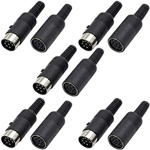 RUNCCI-YUN 10pcs 8 Pines Conector DIN, soldar Conector DIN, para Interfaz midi,Clavija Teclado Piano, Controlador, Caja de ritmos, Máquina de tambores, Secuenciador, Sampler, Procesador de efectos