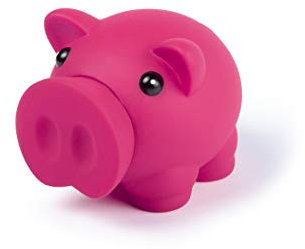 Sparschwein mit weichem Korpus aus Gummi in lebendigen Farben. Originelle Sparbüchse für Kinder mit Deckel, leicht und robust (fuchsia/rosa)