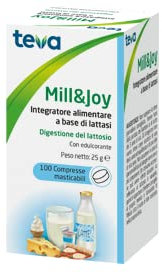 Mill&Joy 100 Compresse Masticabili - Integratore Alimentare a Base di Lattasi per la Digestione del Lattosio