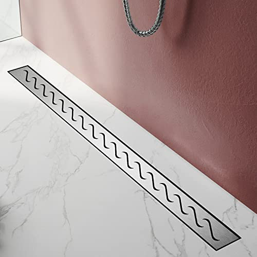 SIRHONA - Canieve de ducha a ras de suelo de desagüe (100 cm, acero inoxidable)