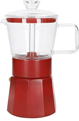 La Cafetière Verona Machine à expresso en verre, rouge, 6 tasses, coffret cadeau