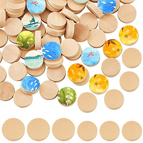 200 Pezzi Piccolo Cerchio Legna DIY Cerchio Disco Diy Decorare 15mm Cerchio Di Fette 20mm Trucioli Di Legno Rotondi Decorazioni Per Artigianato Fai-Da-Te, Pittura, Matrimoni e Decorazioni Per La Casa