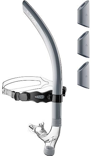 CAPAS Training Schwimmen Schnorchel für Runde Schwimmen, ideale Passform, Schwimmer-Schnorchel mit Flüssigkeit Silikon Mundstück verstellbaren Riemen Swivel Stirnband, für Erwachsene Männer Frauen