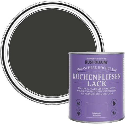 Rust-Oleum Black Water-Resistant Kitchen Tile Paint in Gloss Finish - Dark Magic 750ml