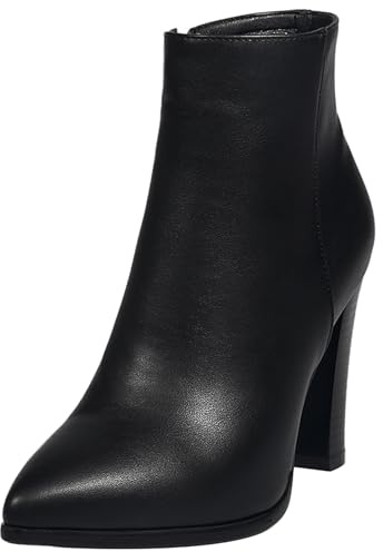 Lroey Reoly Bottines Femme à Talon Bloc, Chaussons Habillés Pointu Talons Hauts Bottes Courtes Zip Briller Boots, Taille 32-45