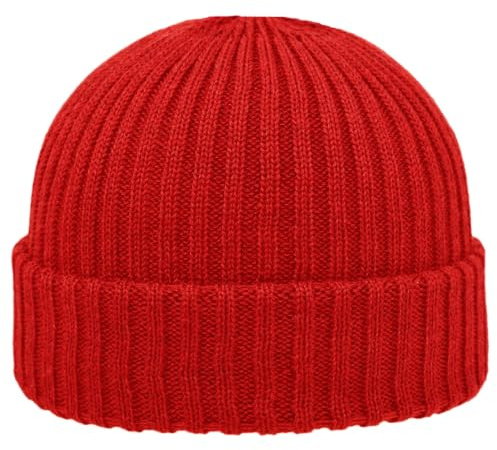 Melegari Berretto Cuffia Beanie Como, | Skull cap Pura Lana Merino Extrafine, | Made in Italy (IT, Testo, Taglia Unica, Rosso)