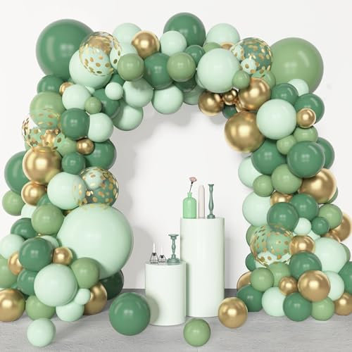 Lot de 110 guirlandes de ballons verts et dorés Pour anniversaire, fête, révélation de sexe et mariage