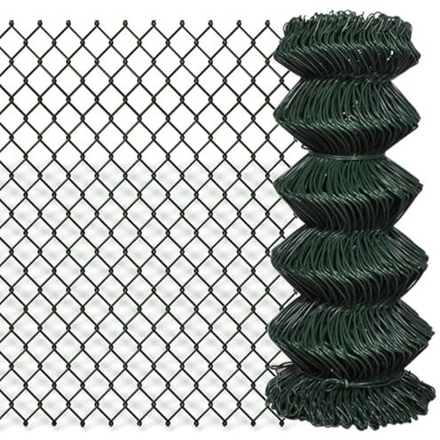 Juroupi Chain Link Fence Steel 0,8x25 m Green,Chain Link Fence,Garden Fencing,Chain Link Fencing,Garden Fencing Barrier-140348