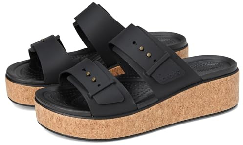 Crocs Brooklyn Cork Buckle, Sandali Donna, Nero, 41/42 EU