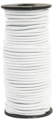 Corde Elastique Tendeur Élastique Blanc 3mm 30m, Sandow Elastique pour Tendeur Bache, Bagages, Camping, Kayak, Lacets De Chaussures, Projets De Bricolage (Blanc, 3MM X 30M)