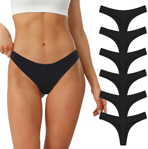 Lakpoau String Tanga Damen Baumwolle String Damen Tangas Unterwäsche Frauen Strings Set Unterhosen Sexy Slips Panty Thong Underwear Women Panties 6er-Pack BL-S-6
