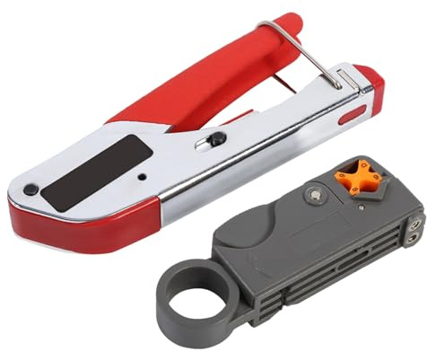 Kit di Strumenti di Ressione Regolabile per Connettori BNC RG59 RG6 - Crimpatrice Coassiale Tipo F Forniture per l'installazione di Cavi, Set di Pinze a Crimpare per Tecnici e