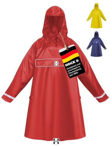HOCK Premium „E-Bike Poncho“, Regenponcho mit Ärmel für Fahrrad und E-Bike (DE/NL/SE/PL, Alphanumerisch, XL, Regular, Regular, Rot)