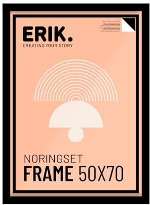 Grupo Erik: Cornice 50 x 70 cm Nera - Cornice da parete in legno MDF, Cornice per puzzle 50x70, Cornice Quadro 50x70 - Packaging protetto durante il trasporto