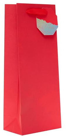 UK Greetings | Bottle Bag for Him/Her/Friend | Gift Bags for Presents | Birthdays/Weddings/Valentine's Day/Mother's Day | Red Design | 32.7 x 13.3 x 8.3 cm