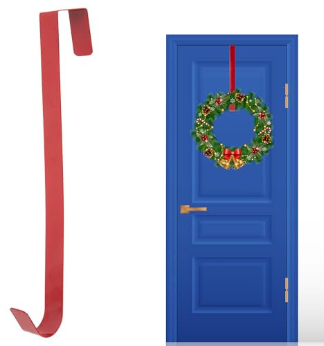 SHATCHI 1Pc Christmas Wreath Door Hanger – 38cm Metal Front Door Wreath Holder Over Door Hook for Christmas Home Office Wall Wedding Hanging Decorations Wreaths