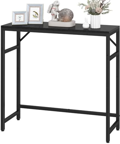 Livofloral - Tavolo consolle stretto, 75 x 24 x 75 cm, tavolino da ingresso con 2 supporti, tavolino sottile, piccolo tavolino da salotto, tavolino espositivo, tavolino per soggiorno, ingresso, nero
