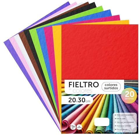 m-office Hantverksfilt, färgfilt, mjukt och flexibelt, material för sömnad, lappverkstyger, perfekt för gör-det-själv-projekt, hantverk eller dekoration, 20 x 30 cm (sortiment, 20 st)