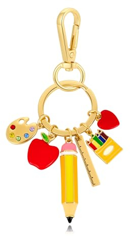 WOWORAMA Teacher Keychain Bag Charm Cute Apple Pencil Purse Charms
