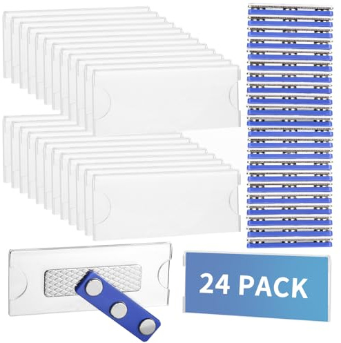Namnskyltar för kläder, 24 stycken namnskyltar magnet, namnplatta magnet för kläder ID-hållare, namnbricka magnet för kläd-ID-hållare, namnskylt med 3-punkts självhäftande tejp magneter