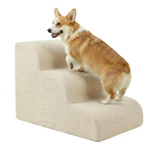Gimars Scala per cani in schiuma 30D ad alta densità ed extra larga, stabile, a 3 gradini, altezza 40 cm, con copertura lavabile e base antiscivolo, rampa portatile per cani di piccola taglia, per