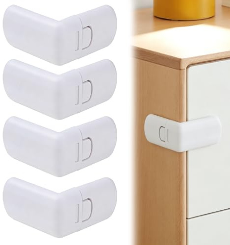 4PCs Cerraduras de Seguridad para Niños Goma Seguridad Cajones Bebe Cierre Seguridad Cajones Bebe,Seguro Puertas Bebe para cajones, armarios, refrigeradores