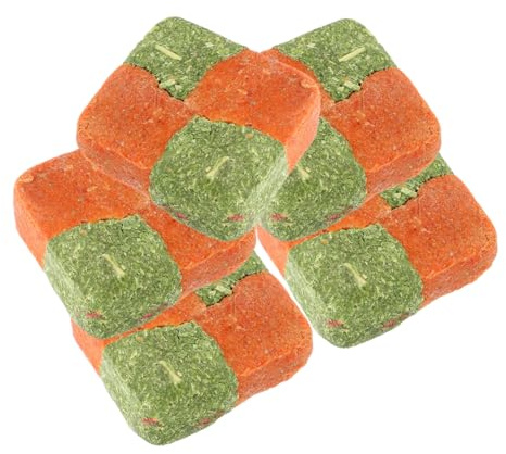 HOODANCOS 5Pcs Timothy Grass Cubes Natural Organic Pet Molar Treats Bunny Chew for Small Pets Rabbits Guinea Pigs Chinchillas Hamsters Gerbils Rats Dental Care Snacks