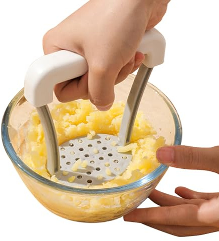 Presse-purée de pommes de terre – 12x8x13 cm PP de qualité alimentaire, outil de cuisine manuel durable | Parfait pour les aliments pour bébés, purée de légumes, jus d'ail, purée de pommes de terre, c