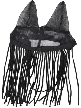 GATHINESS Maschera per Cavalli Anti-mosche in Poliestere con Orecchie e Frange, Traspirante e Staccabile, per Condizioni di Caldo e Uso All'aperto