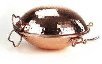 CopperGarden® Cataplana Bräter aus handverzinntem gehämmerten Kupfer mit ca 18 cm Durchmesser I Portugies. Kupferbräter mit perfekter Wärmeleitfähigkeit I Für Gas/Feuer/Grill & Backofen