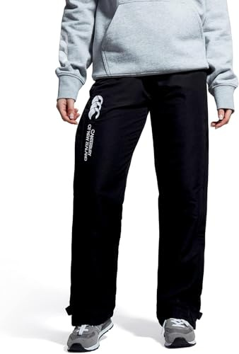 Canterbury Women's Open Hem Stadium Pants | Tracksuit/Lounge Pants | Jogging Bottoms | Durable | Full-Leg Size Zip Track Pants, Black, 8
