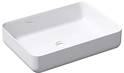 Mai & Mai Lavabo sobre Encimera Lavabo Baño | Rectangular | Blanco Brillante | Mármol Fundido | 55x40x13cm | sin Orificio para Grifo sin Rebosadero | Colossum812