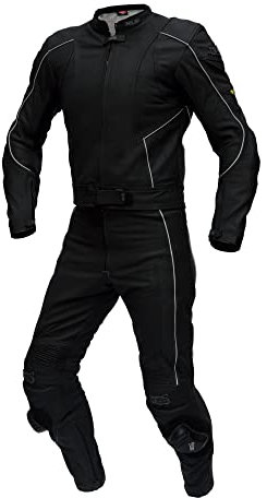 XLS - Tuta in pelle, 2 pezzi, di alta qualità, colore: nero opaco