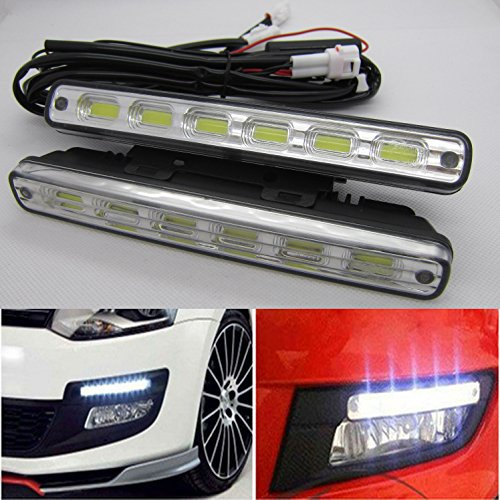 2pcs x 6 COB LED feux/lampe/ampoule de voiture Diurne de Conduite DRL TFL (blanc froid 6000K) E-mark E4