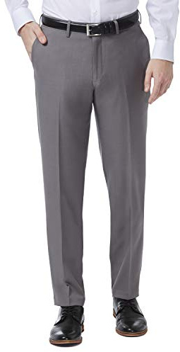 Haggar Mens Premium Comfort Stretch Slim Fit Dress Pants, Black, 32W x 30L US