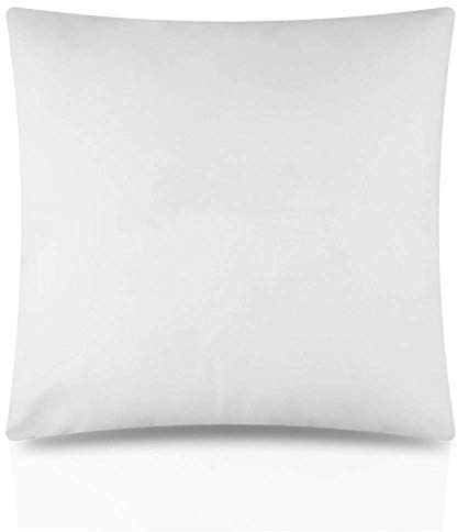 De Lavish Hollow Fibre Filled Cushion Pad 17 x 17 Inches Poly Cotton Inner for Indoor Outdoor Seat Inserts (43 cm x 43 cm) Plain White, Pack of 1
