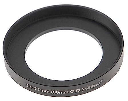 vhbw Bague d'adaptation de Filtre Step-Up de 55 mm vers 77 mm Compatible avec boîte Mate (Matte Box) 80 mm O.D. - Adaptateur, Aluminium, Noir-Mat