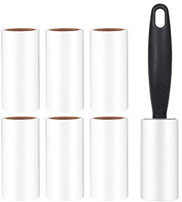 Brosse Adhésive Anti-Peluches, Poils d'animaux et Pellicules avec 6 Rouleaux Rechargeables