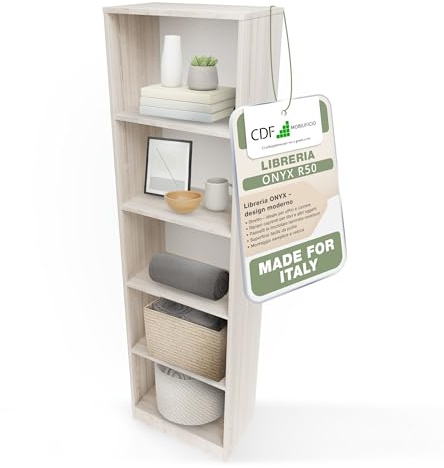 CDF Scaffale Libreria con Ripiani Organizzatore Scomparti Aperti per Libri Documenti Decorazioni Sala da Pranzo Ufficio Soggiorno Studio Camera da Letto Alto Moderno Verticale - Rovere Sonoma 50 cm